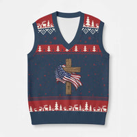 God Bless America 250 Years V-Neck Knit Sweater Vest 4th of July Christian Jesus