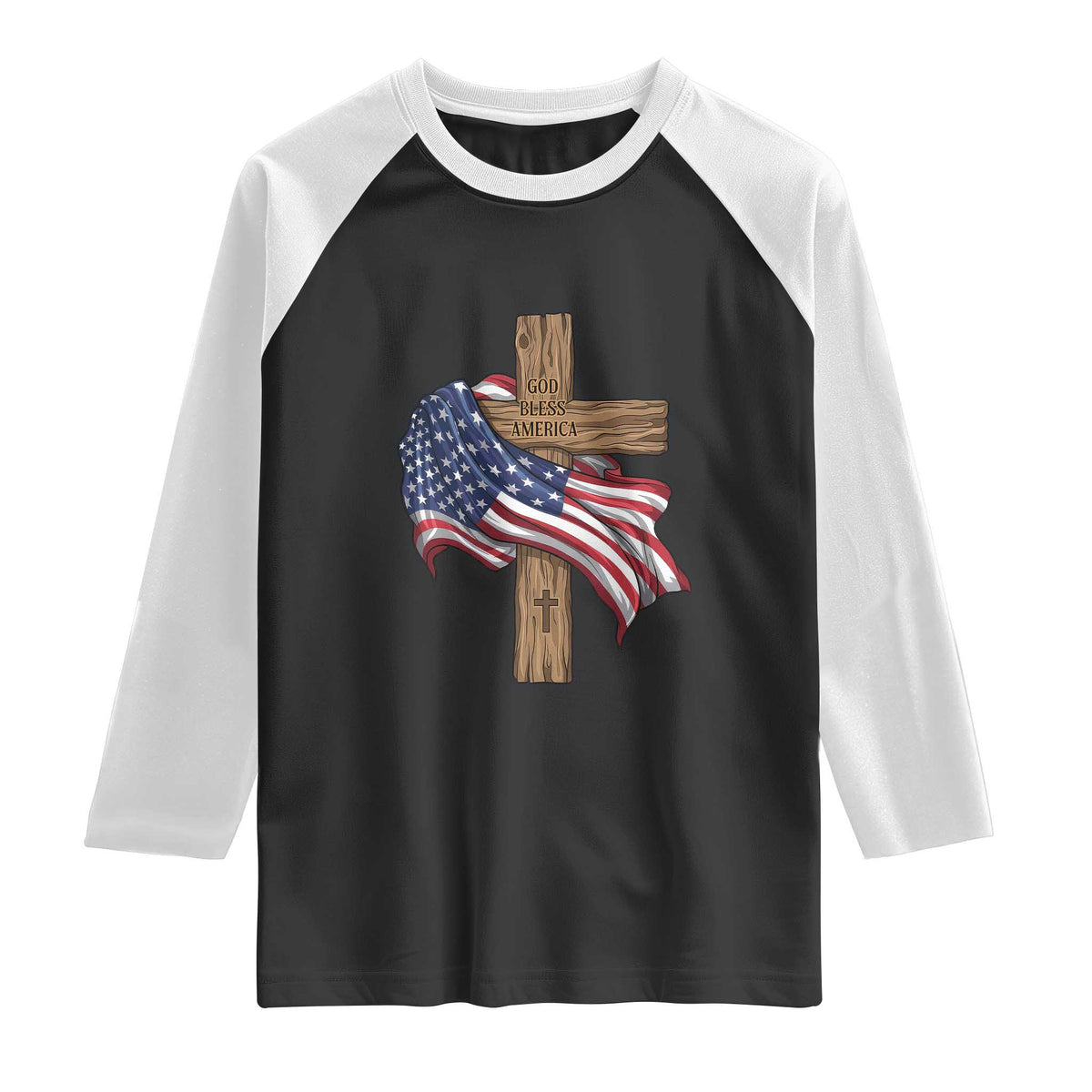 God Bless America 250 Years Raglan Shirt 4th of July Christian Jesus