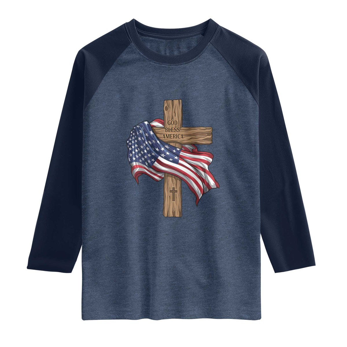 God Bless America 250 Years Raglan Shirt 4th of July Christian Jesus