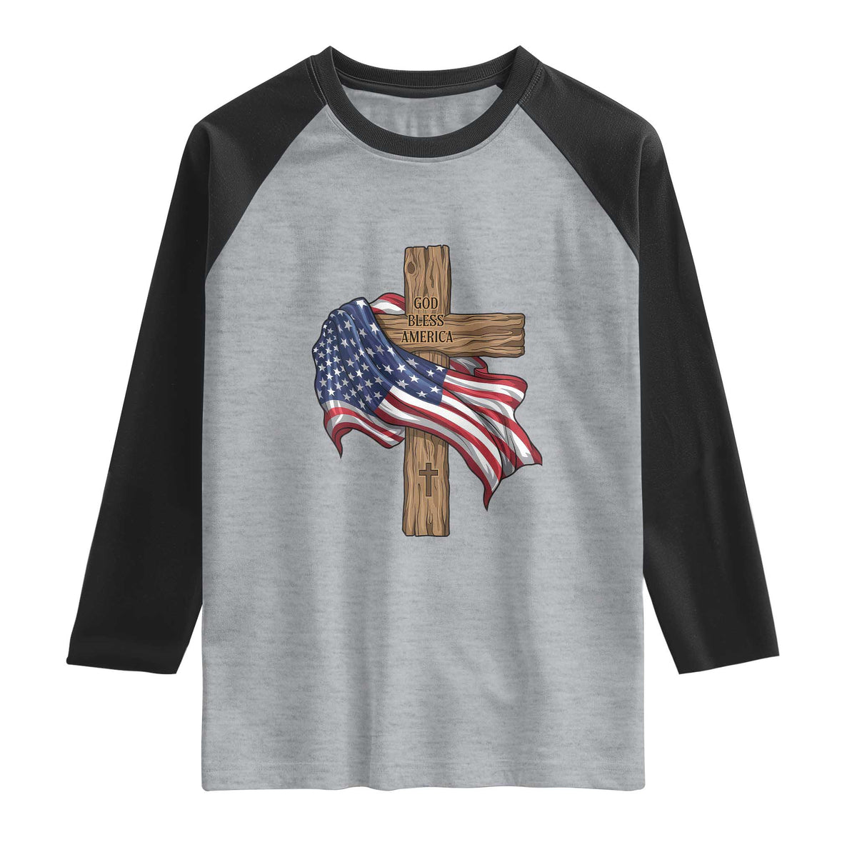 God Bless America 250 Years Raglan Shirt 4th of July Christian Jesus