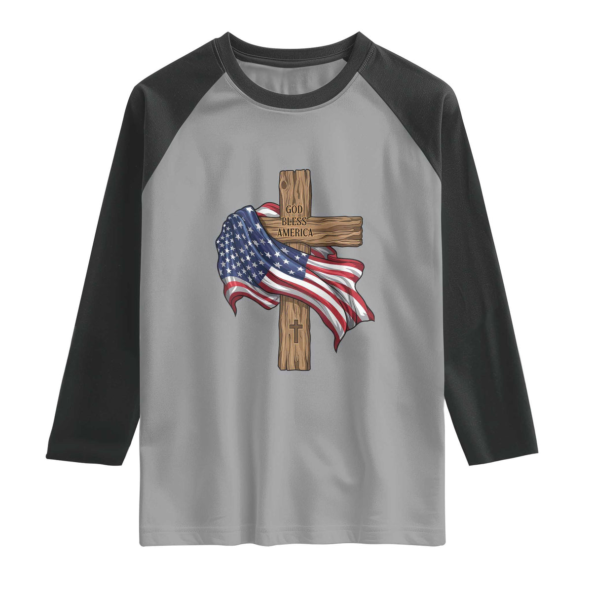 God Bless America 250 Years Raglan Shirt 4th of July Christian Jesus
