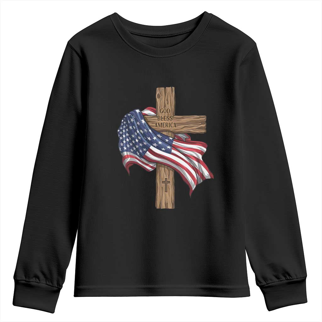God Bless America 250 Years Youth Sweatshirt 4th of July Christian Jesus