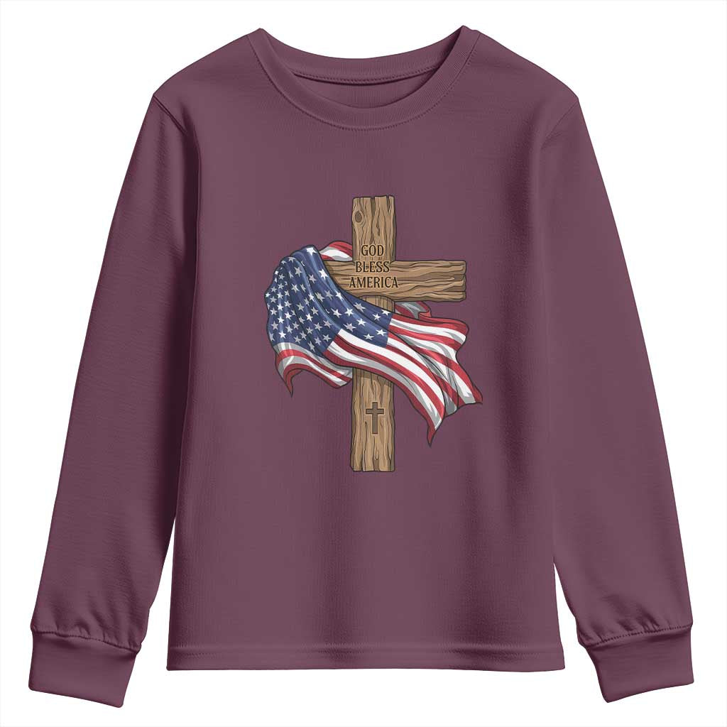 God Bless America 250 Years Youth Sweatshirt 4th of July Christian Jesus