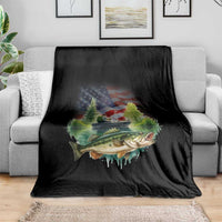 Bass Fishing Patriotic American Flag Throw Blanket - Wonder Print Shop