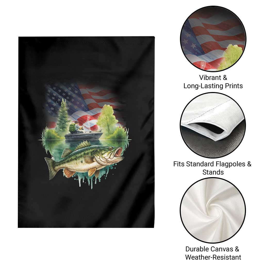 Bass Fishing Patriotic American Flag Garden Flag - Wonder Print Shop