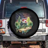 Bass Fishing Patriotic American Flag Spare Tire Cover - Wonder Print Shop