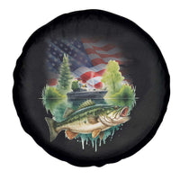 Bass Fishing Patriotic American Flag Spare Tire Cover - Wonder Print Shop