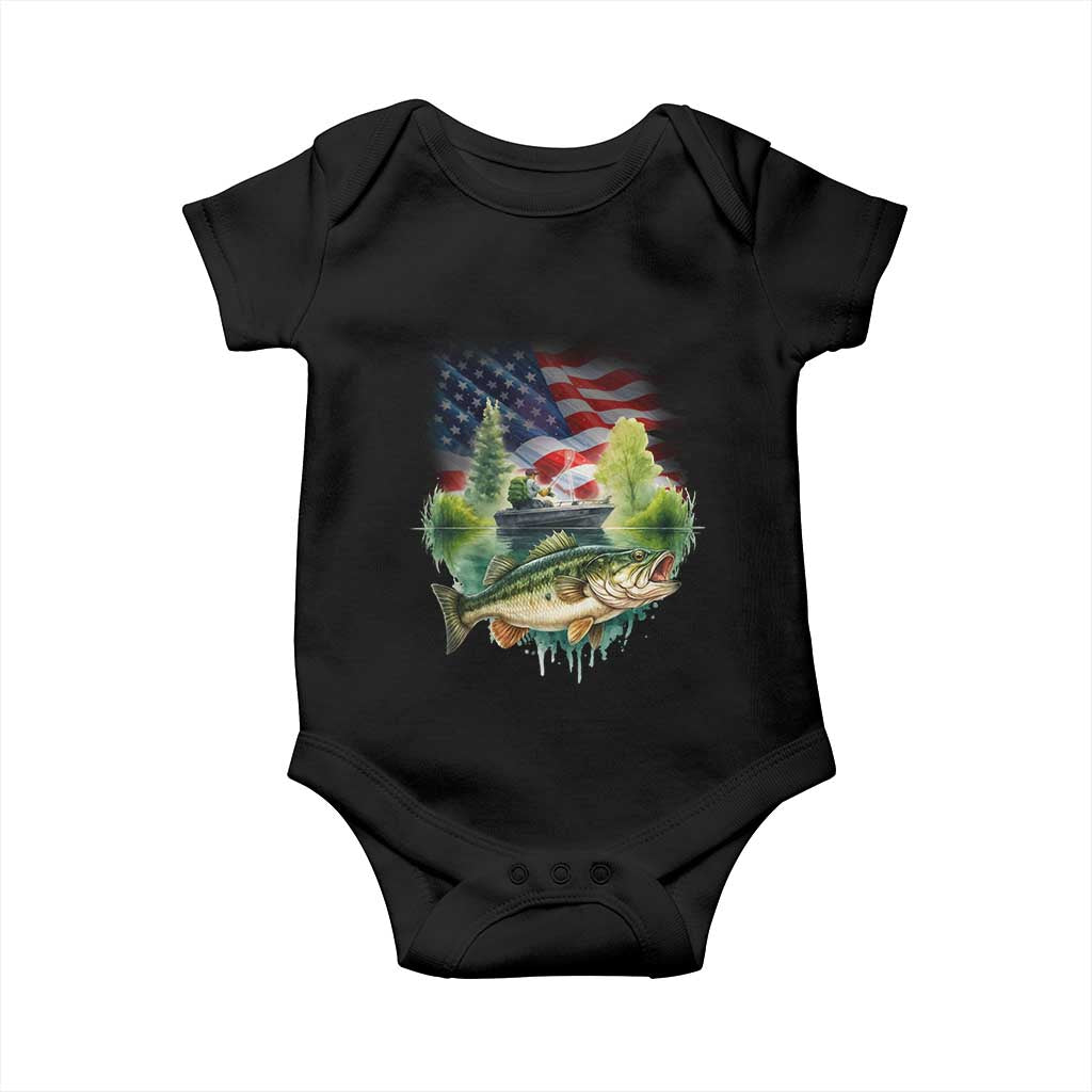 Bass Fishing Patriotic American Flag Baby Onesie - Wonder Print Shop