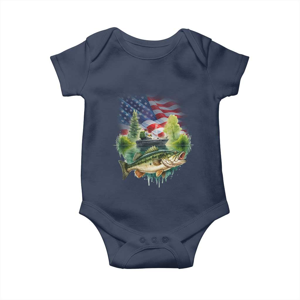 Bass Fishing Patriotic American Flag Baby Onesie - Wonder Print Shop