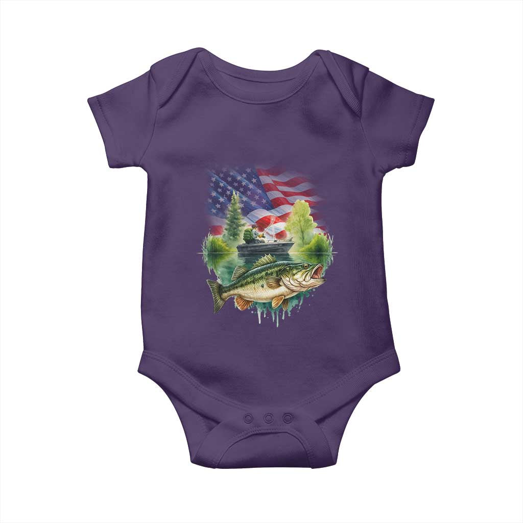 Bass Fishing Patriotic American Flag Baby Onesie - Wonder Print Shop