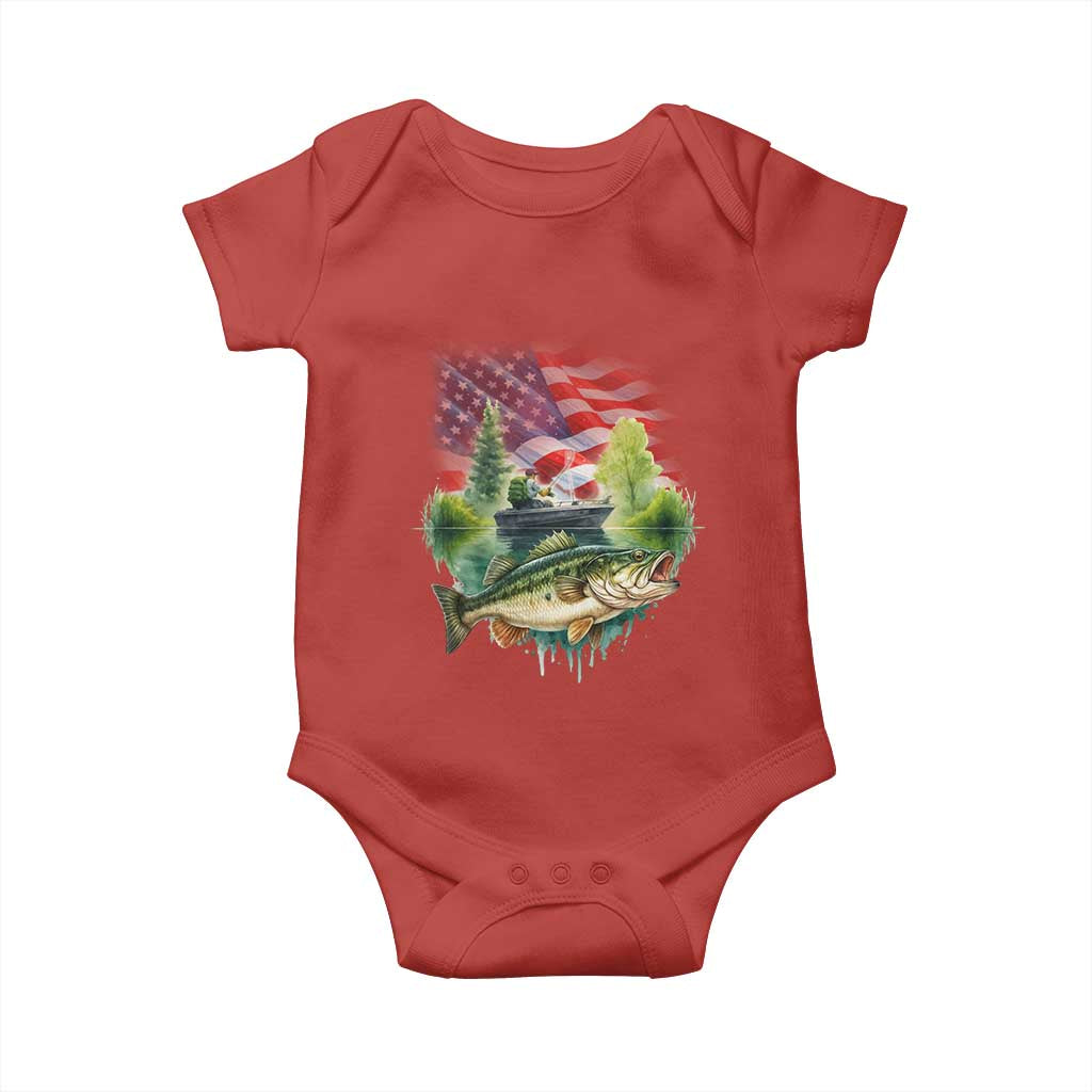 Bass Fishing Patriotic American Flag Baby Onesie - Wonder Print Shop