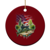 Bass Fishing Patriotic American Flag Ceramic Ornament - Wonder Print Shop