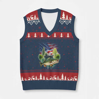 Bass Fishing Patriotic American Flag V-Neck Knit Sweater Vest - Wonder Print Shop