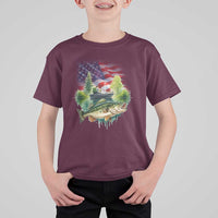 Bass Fishing Patriotic American Flag T Shirt For Kid - Wonder Print Shop