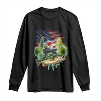 Bass Fishing Patriotic American Flag Long Sleeve Shirt - Wonder Print Shop