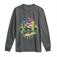 Bass Fishing Patriotic American Flag Long Sleeve Shirt - Wonder Print Shop