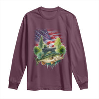 Bass Fishing Patriotic American Flag Long Sleeve Shirt - Wonder Print Shop