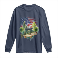 Bass Fishing Patriotic American Flag Long Sleeve Shirt - Wonder Print Shop