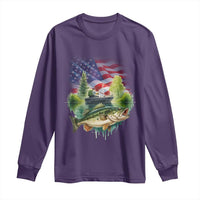 Bass Fishing Patriotic American Flag Long Sleeve Shirt - Wonder Print Shop