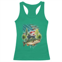 Bass Fishing Patriotic American Flag Racerback Tank Top - Wonder Print Shop