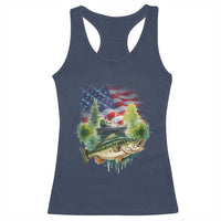 Bass Fishing Patriotic American Flag Racerback Tank Top - Wonder Print Shop