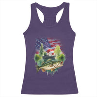 Bass Fishing Patriotic American Flag Racerback Tank Top - Wonder Print Shop