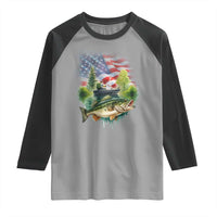 Bass Fishing Patriotic American Flag Raglan Shirt - Wonder Print Shop