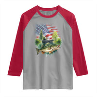 Bass Fishing Patriotic American Flag Raglan Shirt - Wonder Print Shop