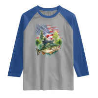 Bass Fishing Patriotic American Flag Raglan Shirt - Wonder Print Shop