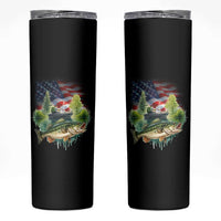 Bass Fishing Patriotic American Flag Skinny Tumbler - Wonder Print Shop