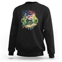 Bass Fishing Patriotic American Flag Sweatshirt - Wonder Print Shop