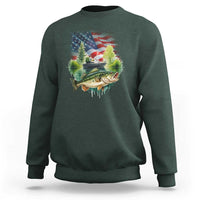 Bass Fishing Patriotic American Flag Sweatshirt - Wonder Print Shop