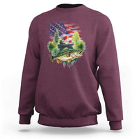 Bass Fishing Patriotic American Flag Sweatshirt - Wonder Print Shop