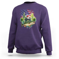 Bass Fishing Patriotic American Flag Sweatshirt - Wonder Print Shop