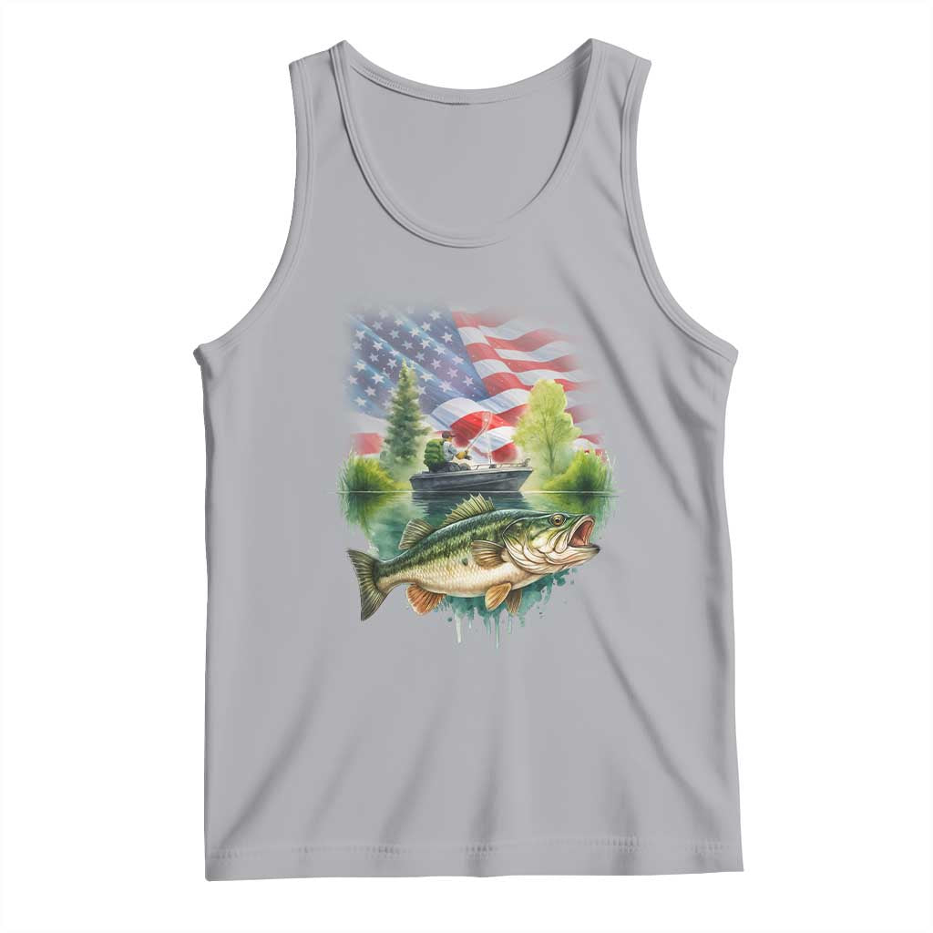 Bass Fishing Patriotic American Flag Tank Top - Wonder Print Shop