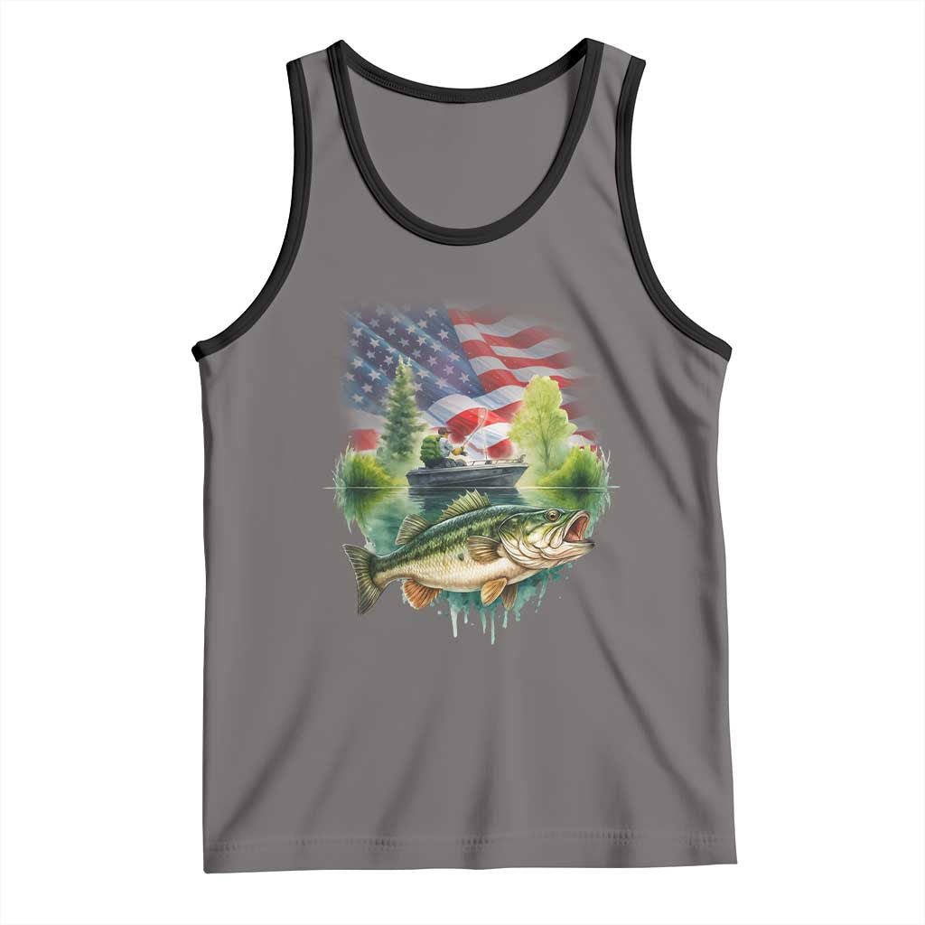 Bass Fishing Patriotic American Flag Tank Top - Wonder Print Shop