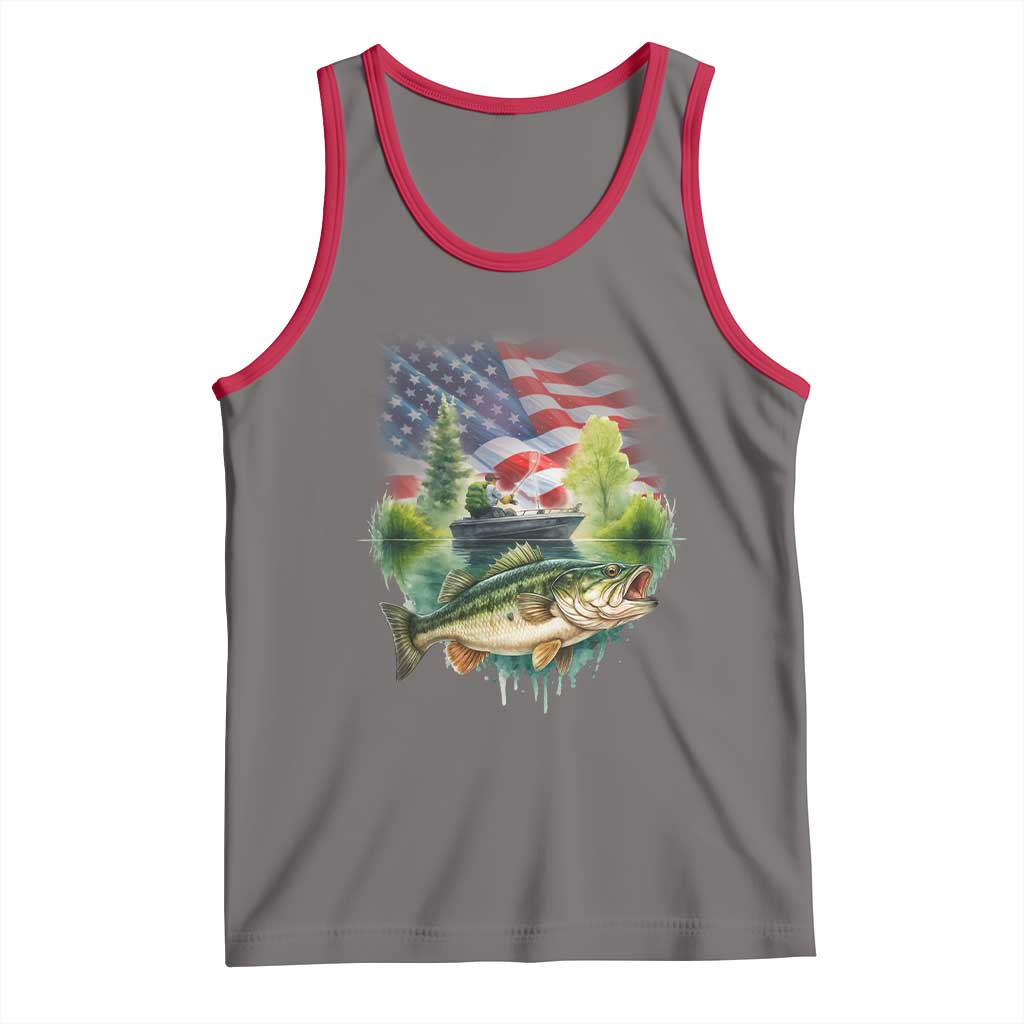 Bass Fishing Patriotic American Flag Tank Top - Wonder Print Shop