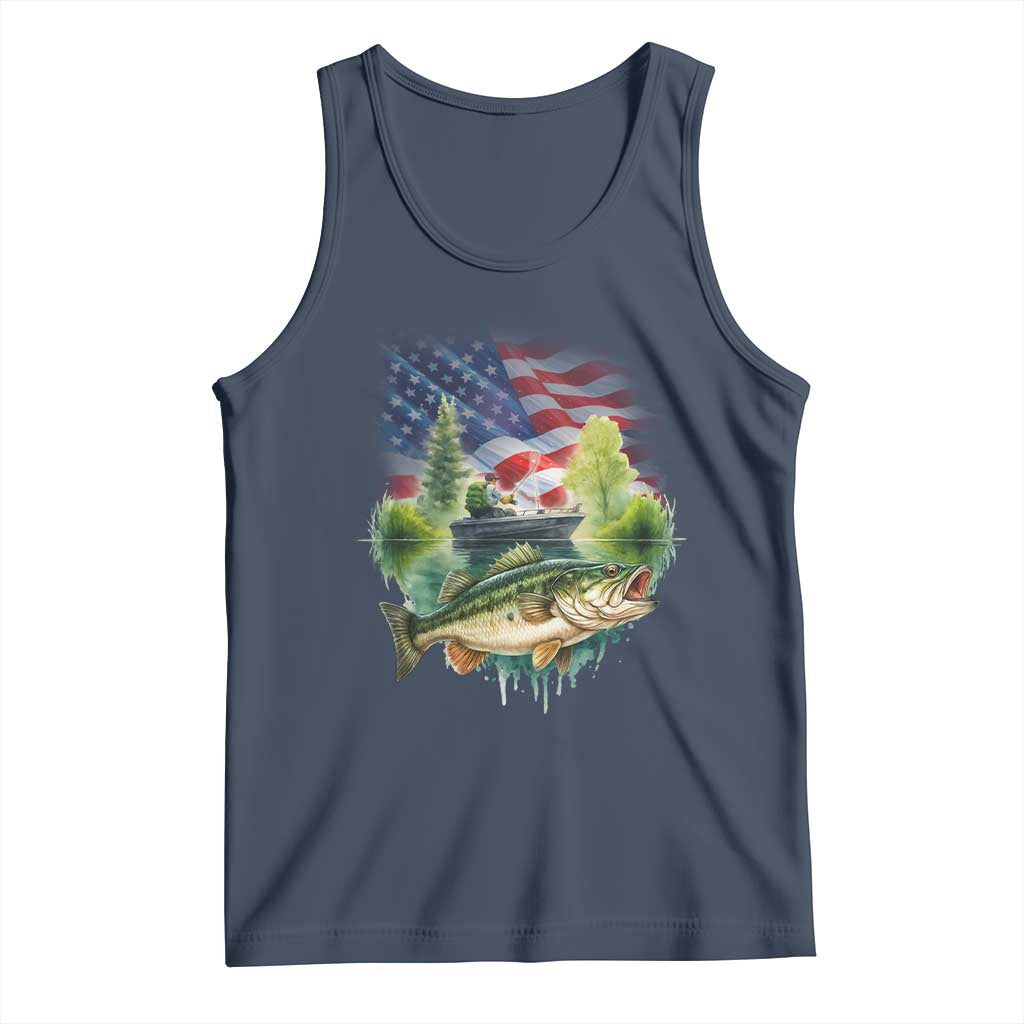 Bass Fishing Patriotic American Flag Tank Top - Wonder Print Shop