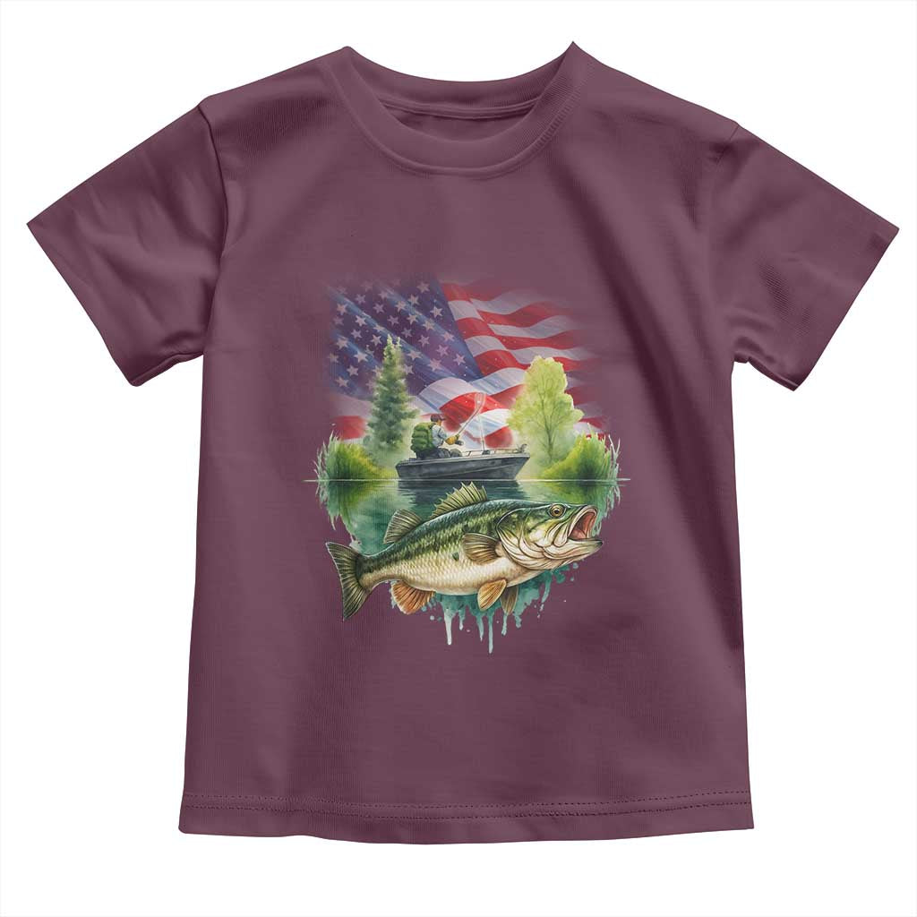 Bass Fishing Patriotic American Flag Toddler T Shirt - Wonder Print Shop