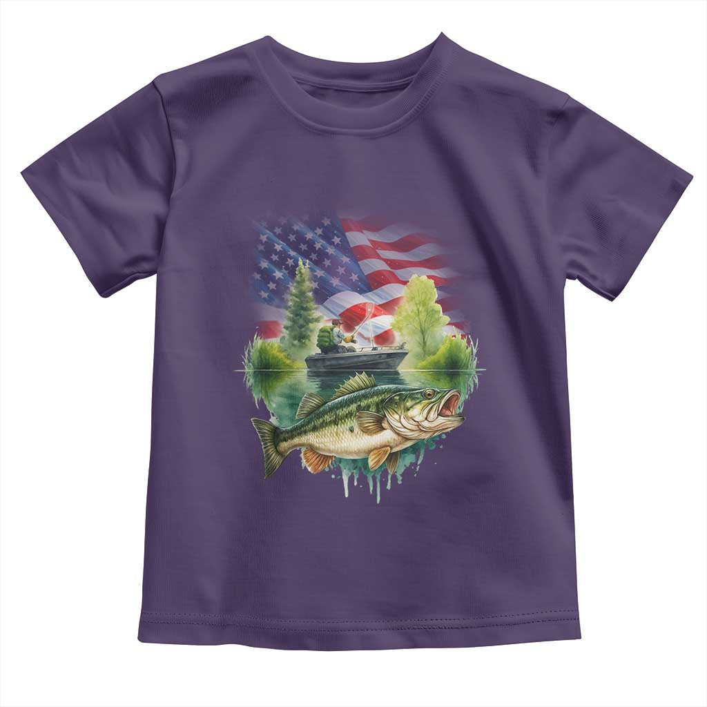 Bass Fishing Patriotic American Flag Toddler T Shirt - Wonder Print Shop