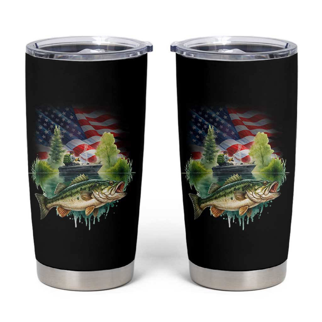 Bass Fishing Patriotic American Flag Tumbler Cup - Wonder Print Shop