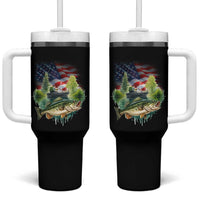 Bass Fishing Patriotic American Flag Tumbler With Handle - Wonder Print Shop