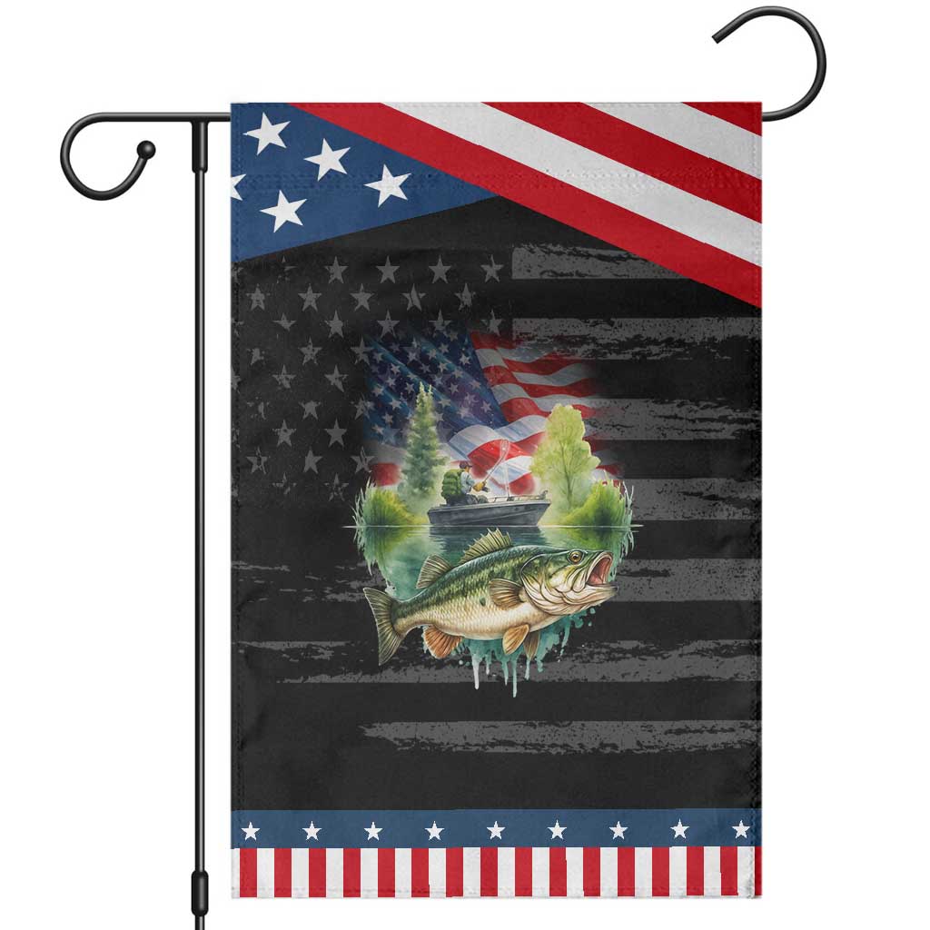Bass Fishing Patriotic American Flag Garden Flag