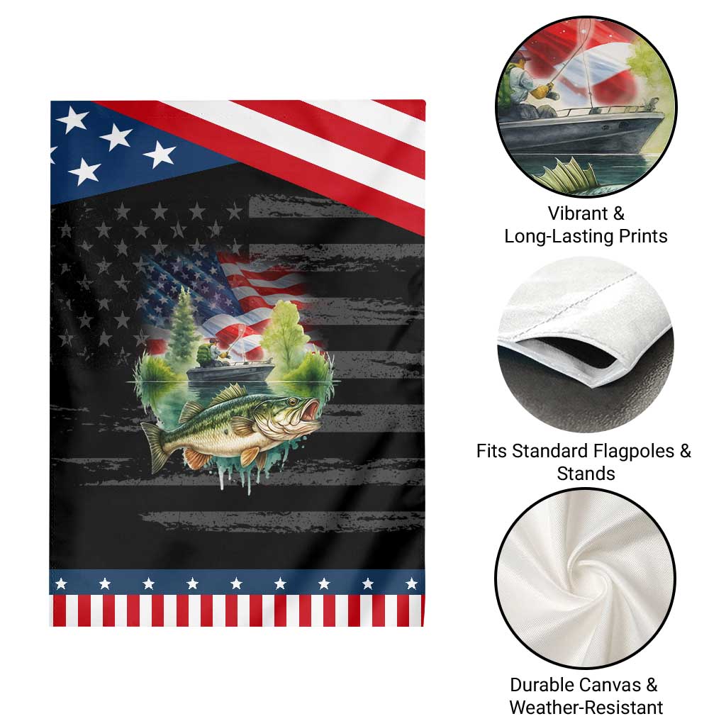 Bass Fishing Patriotic American Flag Garden Flag