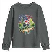 Bass Fishing Patriotic American Flag Youth Sweatshirt - Wonder Print Shop