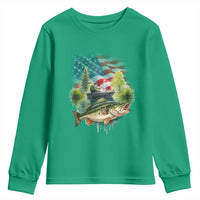 Bass Fishing Patriotic American Flag Youth Sweatshirt - Wonder Print Shop