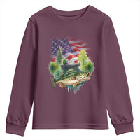 Bass Fishing Patriotic American Flag Youth Sweatshirt - Wonder Print Shop
