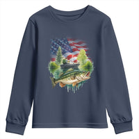 Bass Fishing Patriotic American Flag Youth Sweatshirt - Wonder Print Shop