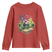 Bass Fishing Patriotic American Flag Youth Sweatshirt - Wonder Print Shop