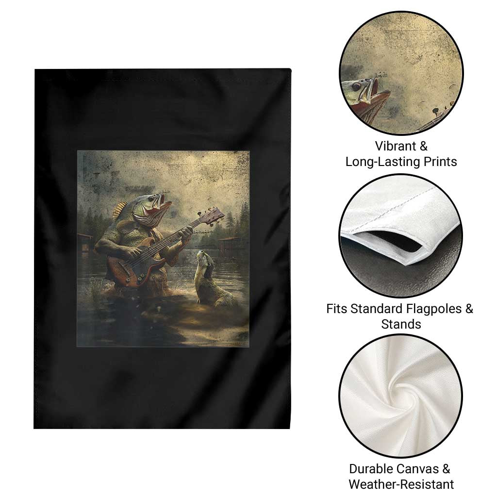 Weird Bass Fish Playing Bass Guitar Garden Flag Funny Cursed Meme - Wonder Print Shop
